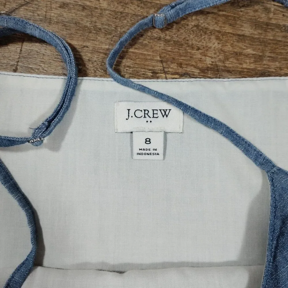 J Crew Womens Sz 8 Cotton Reimagined Sleeveless Tank Top Blouse Blue Chambray